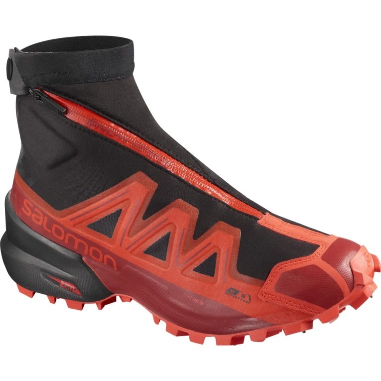 Black / Red Salomon Snowspike CSWP Men\'s Trail Running Shoes | PH 02719B